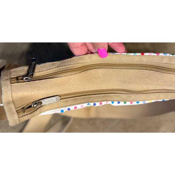 LeSportsac Crossbody Bag Polka Dots 2 Main Zip Compartments 3 Outer Zip Pockets - Picture 3 of 9